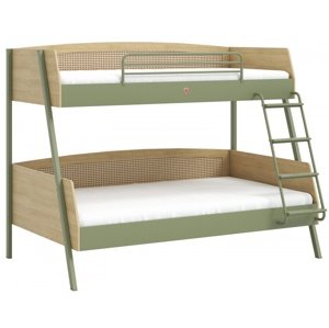 Študentská poschodová posteľ 90x200cm-120x200cm habitat - dub/zelená