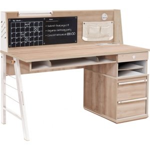 Veľký študentský písací stôl s nástavcom veronica - dub svetlý/biela