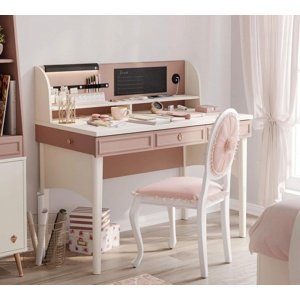Písací stôl s usb a led svetlom beauty - béžová/ružová