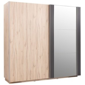 Skriňa s posuvnými dverami a zrkadlom eliot - dub estana/šedá