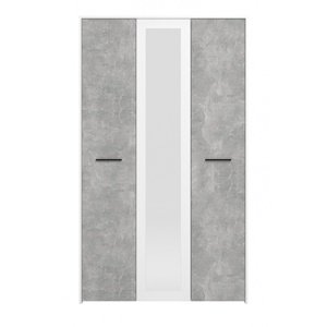 Trojdverová šatníková skriňa so zrkadlom geralt - betón/biela