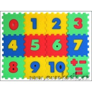 Penové puzzle koberec - čísla, 12 dielikov