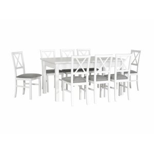 Drewmix Jedálenský set - stôl MODENA 2 | stoličky MILANO 4 (1+8) Drevo: Biela