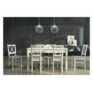 Drewmix Jedálenský set - stôl MODENA 1 | stoličky NILO 10  (1+6) Drevo: Biela