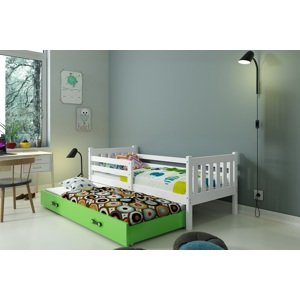 BMS Detská posteľ s prístelkou CARINO 2 FARBA: Biela / zelená, PREVEDENIE: posteľ s prístelkou