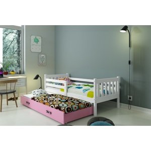 BMS Detská posteľ s prístelkou CARINO 2 FARBA: Biela / ružová, PREVEDENIE: posteľ s prístelkou