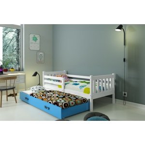 BMS Detská posteľ s prístelkou CARINO 2 FARBA: Biela / modrá, PREVEDENIE: posteľ s prístelkou