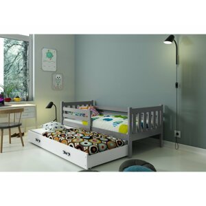 BMS Detská posteľ s prístelkou CARINO 2 FARBA: Sivá / biela, PREVEDENIE: posteľ s prístelkou