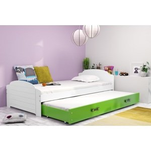BMS Detská posteľ Lili FARBA: Biela / zelená, PREVEDENIE: posteľ s prístelkou