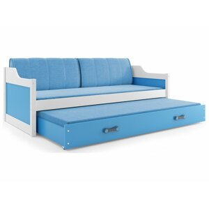 BMS Detská posteľ Dawid FARBA: Biela, ROZMER: 80 x 190 cm, DOPLNKOVÁ FARBA: Modrá