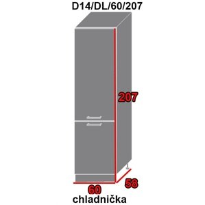 ArtExt Kuchynská skriňa Quantum D14/DL/60/207 Farba dvierok: Vanilla mat, FAREBNÉ PREVEDENIE KORPUSU: Biela alpská
