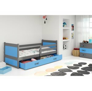 BMS Detská posteľ RICO 1 |  80 x 190 cm FARBA KONŠTRUKCIE: Grafit, DOPLNKOVÁ FARBA: Modrá